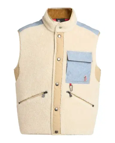 Moncler Men's Teddy & Denim Utility Vest | Thumbnail 1 Moncler Men's Teddy & Denim Utility Vest | Thumbnail 1