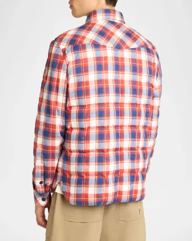 Moncler Men's Quilted Plaid Snap-Front Western Shirt | Thumbnail 3 Moncler Men's Quilted Plaid Snap-Front Western Shirt | Thumbnail 3