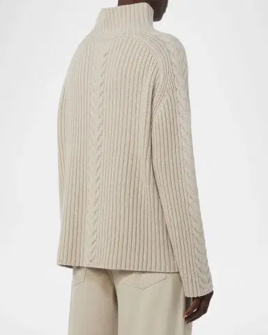 Max Mara Miele Wool Cable Knit Turtleneck Sweater | Thumbnail 2 Max Mara Miele Wool Cable Knit Turtleneck Sweater | Thumbnail 2