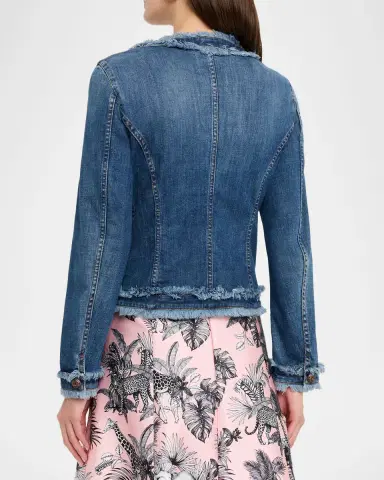 Maison Common Fringed Cotton-Stretch Denim Jacket | Thumbnail 3 Maison Common Fringed Cotton-Stretch Denim Jacket | Thumbnail 3