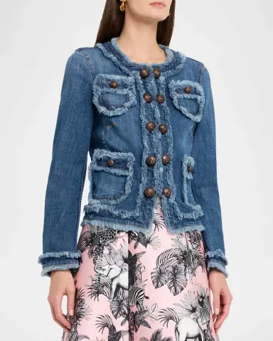 Maison Common Fringed Cotton-Stretch Denim Jacket | Thumbnail 4 Maison Common Fringed Cotton-Stretch Denim Jacket | Thumbnail 4