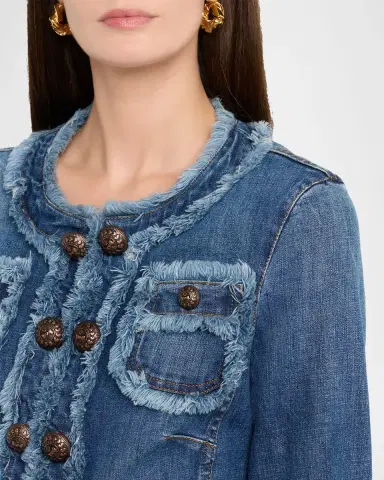 Maison Common Fringed Cotton-Stretch Denim Jacket | Thumbnail 5 Maison Common Fringed Cotton-Stretch Denim Jacket | Thumbnail 5