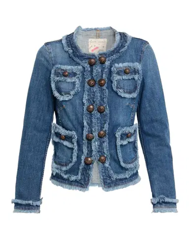Maison Common Fringed Cotton-Stretch Denim Jacket | Thumbnail 1 Maison Common Fringed Cotton-Stretch Denim Jacket | Thumbnail 1