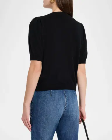 Maison Common Embroidered Wool-Cashmere Short-Sleeve Sweater | Thumbnail 3 Maison Common Embroidered Wool-Cashmere Short-Sleeve Sweater | Thumbnail 3