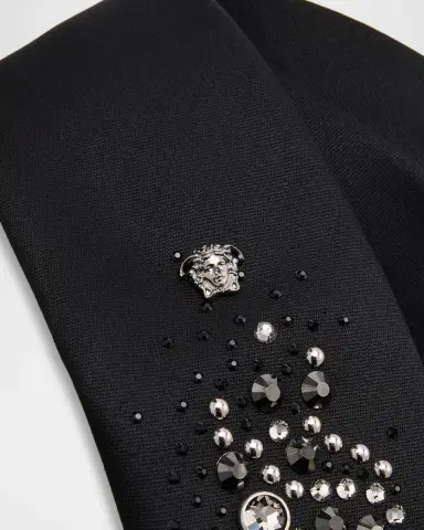 Versace Men's Wool Blend Medusa Rhinestone-Embellished Tie | Thumbnail 3 Versace Men's Wool Blend Medusa Rhinestone-Embellished Tie | Thumbnail 3