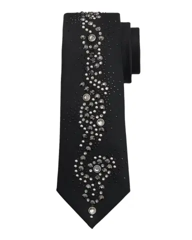 Versace Men's Wool Blend Medusa Rhinestone-Embellished Tie | Thumbnail 1 Versace Men's Wool Blend Medusa Rhinestone-Embellished Tie | Thumbnail 1