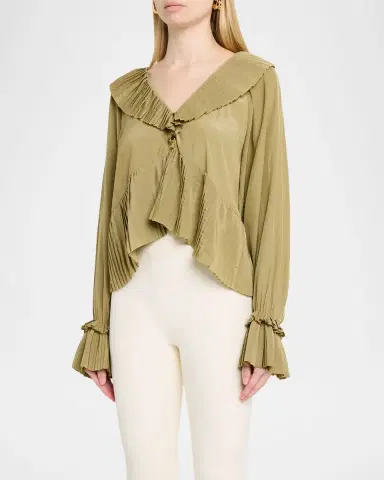Ramy Brook Jacklyn Pleated Ruffle-Trim Blouse | Thumbnail 4 Ramy Brook Jacklyn Pleated Ruffle-Trim Blouse | Thumbnail 4