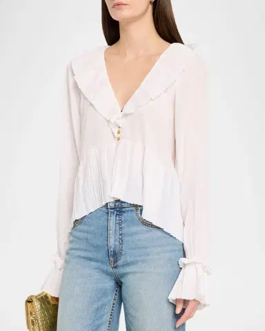 Ramy Brook Jacklyn Pleated Ruffle-Trim Blouse | Thumbnail 8 Ramy Brook Jacklyn Pleated Ruffle-Trim Blouse | Thumbnail 8