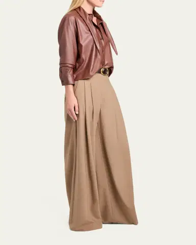TWP Tie-Neck Leather Shirt | Thumbnail 4 TWP Tie-Neck Leather Shirt | Thumbnail 4