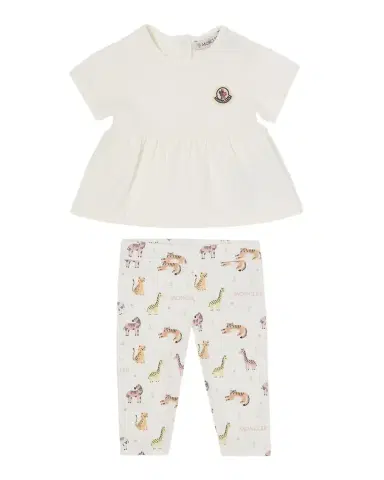 Moncler Girl's Cotton T-Shirt & Animal-Print Leggings Set | Thumbnail 1 Moncler Girl's Cotton T-Shirt & Animal-Print Leggings Set | Thumbnail 1