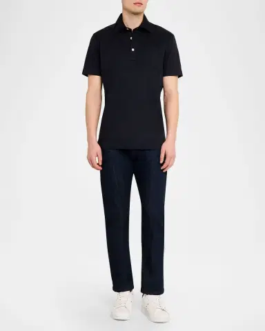 Kiton Men's Cotton Knit Polo Shirt | Thumbnail 2 Kiton Men's Cotton Knit Polo Shirt | Thumbnail 2