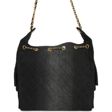Chanel Chanel Medium 25 Hobo Bag Black Washed Denim Antique Gold Hardware | Thumbnail 4 Chanel Chanel Medium 25 Hobo Bag Black Washed Denim Antique Gold Hardware | Thumbnail 4