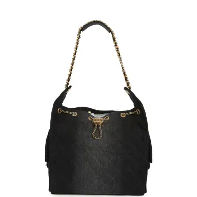 Chanel Chanel Medium 25 Hobo Bag Black Washed Denim Antique Gold Hardware | Thumbnail 7 Chanel Chanel Medium 25 Hobo Bag Black Washed Denim Antique Gold Hardware | Thumbnail 7