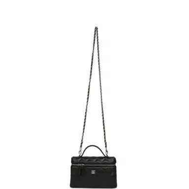 Chanel Chanel Top Handle Long Vanity Case with Chain Black Shiny Caviar Light Gold Hardware | Thumbnail 7 Chanel Chanel Top Handle Long Vanity Case with Chain Black Shiny Caviar Light Gold Hardware | Thumbnail 7