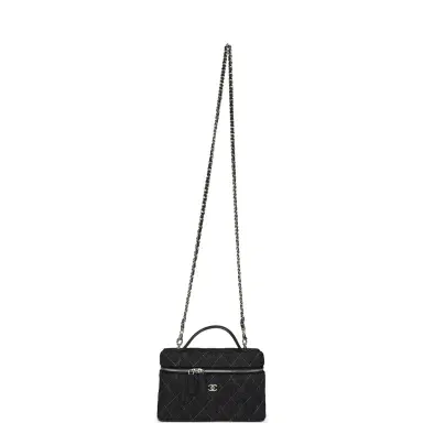 Chanel Chanel Top Handle Long Vanity Case with Chain Dark Blue Denim Light Gold Hardware | Thumbnail 9 Chanel Chanel Top Handle Long Vanity Case with Chain Dark Blue Denim Light Gold Hardware | Thumbnail 9