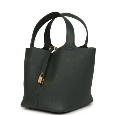 HERMÈS Hermes Picotin Lock 22 Vert Mangrove Clemence Gold Hardware | Thumbnail 5 HERMÈS Hermes Picotin Lock 22 Vert Mangrove Clemence Gold Hardware | Thumbnail 5