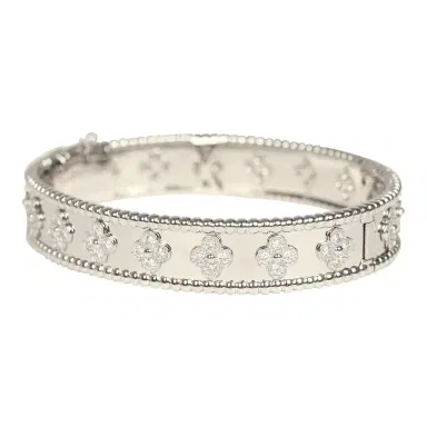 Van Cleef & Arpels Van Cleef & Arpels Small Perlee Diamond Bracelet 18K White Gold Hardware & Diamonds | Thumbnail 3 Van Cleef & Arpels Van Cleef & Arpels Small Perlee Diamond Bracelet 18K White Gold Hardware & Diamonds | Thumbnail 3