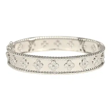 Van Cleef & Arpels Van Cleef & Arpels Small Perlee Diamond Bracelet 18K White Gold Hardware & Diamonds | Thumbnail 1 Van Cleef & Arpels Van Cleef & Arpels Small Perlee Diamond Bracelet 18K White Gold Hardware & Diamonds | Thumbnail 1