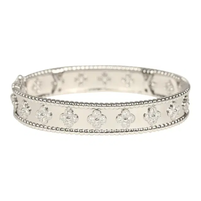 Van Cleef & Arpels Small Perlee Diamond Bracelet 18K White Gold Hardware & Diamonds Van Cleef & Arpels Small Perlee Diamond Bracelet 18K White Gold Hardware & Diamonds