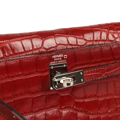 HERMÈS Vintage Hermes Kelly Danse Rouge H Matte Alligator Palladium Hardware | Thumbnail 7 HERMÈS Vintage Hermes Kelly Danse Rouge H Matte Alligator Palladium Hardware | Thumbnail 7