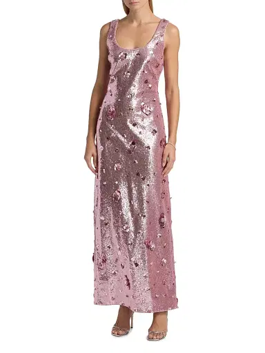 SIMKHAI Women's Tindra Sequin & Paillette Gown - Dusty Rose | Thumbnail 3 SIMKHAI Women's Tindra Sequin & Paillette Gown - Dusty Rose | Thumbnail 3