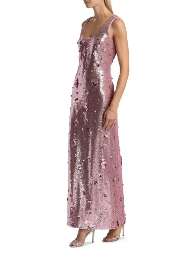 SIMKHAI Women's Tindra Sequin & Paillette Gown - Dusty Rose | Thumbnail 4 SIMKHAI Women's Tindra Sequin & Paillette Gown - Dusty Rose | Thumbnail 4