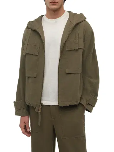 Simkhai Men's Iver Cotton Field Jacket - Olive - Size Medium | Thumbnail 1 Simkhai Men's Iver Cotton Field Jacket - Olive - Size Medium | Thumbnail 1