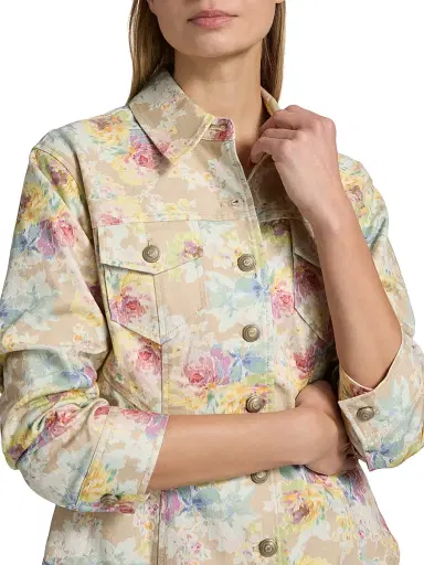 Cinq à Sept Women's Ikat Bouquet Canyon Floral Denim Jacket - Khaki Multi | Thumbnail 6 Cinq à Sept Women's Ikat Bouquet Canyon Floral Denim Jacket - Khaki Multi | Thumbnail 6