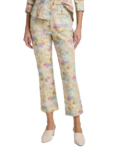 Cinq à Sept Women's Ikat Bouquet Dorothea Floral Crop Jeans - Khaki Multi | Thumbnail 3 Cinq à Sept Women's Ikat Bouquet Dorothea Floral Crop Jeans - Khaki Multi | Thumbnail 3