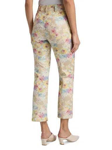 Cinq à Sept Women's Ikat Bouquet Dorothea Floral Crop Jeans - Khaki Multi | Thumbnail 5 Cinq à Sept Women's Ikat Bouquet Dorothea Floral Crop Jeans - Khaki Multi | Thumbnail 5