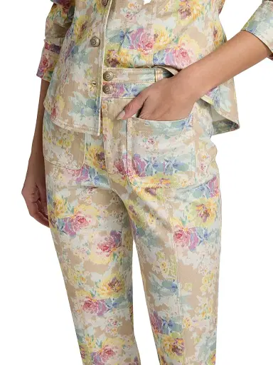 Cinq à Sept Women's Ikat Bouquet Dorothea Floral Crop Jeans - Khaki Multi | Thumbnail 6 Cinq à Sept Women's Ikat Bouquet Dorothea Floral Crop Jeans - Khaki Multi | Thumbnail 6