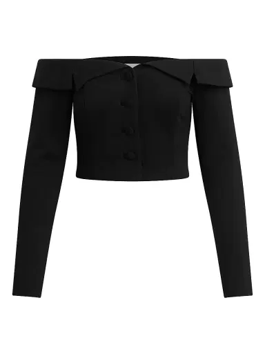 Favorite Daughter Women's The Payback Off-The-Shoulder Crop Top - Black - Size 8 | Thumbnail 1 Favorite Daughter Women's The Payback Off-The-Shoulder Crop Top - Black - Size 8 | Thumbnail 1