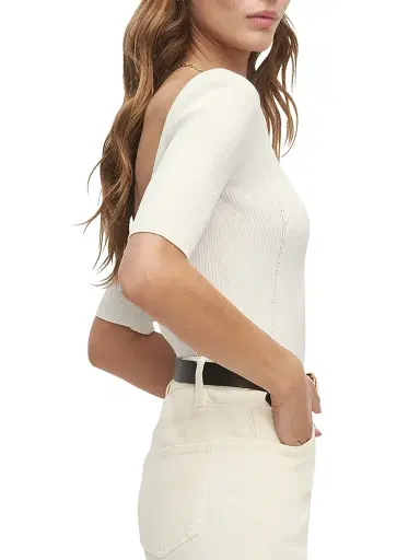 Favorite Daughter Women's The Behind The Scenes Rib-Knit Top - Ivory - Size XL | Thumbnail 5 Favorite Daughter Women's The Behind The Scenes Rib-Knit Top - Ivory - Size XL | Thumbnail 5
