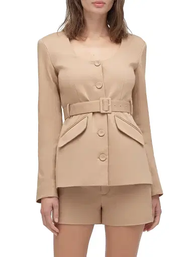 Favorite Daughter Women's The Diana Tie-Waist Cotton-Blend Jacket - Beige - Size XS | Thumbnail 4 Favorite Daughter Women's The Diana Tie-Waist Cotton-Blend Jacket - Beige - Size XS | Thumbnail 4