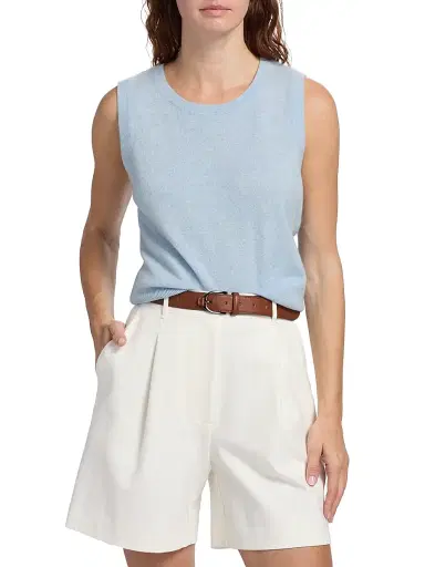Saks Fifth Avenue Women's Rib-Knit Cashmere Sleeveless Sweater - Blue Sky | Thumbnail 3 Saks Fifth Avenue Women's Rib-Knit Cashmere Sleeveless Sweater - Blue Sky | Thumbnail 3