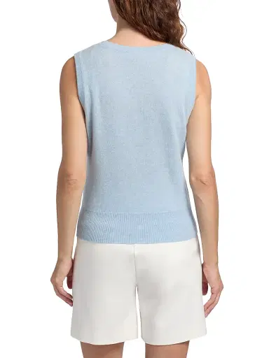 Saks Fifth Avenue Women's Rib-Knit Cashmere Sleeveless Sweater - Blue Sky | Thumbnail 5 Saks Fifth Avenue Women's Rib-Knit Cashmere Sleeveless Sweater - Blue Sky | Thumbnail 5