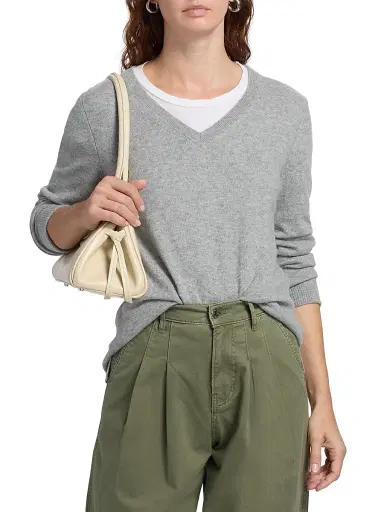 Saks Fifth Avenue Women's V-Neck Cashmere Sweater - Flannel - Size XL | Thumbnail 3 Saks Fifth Avenue Women's V-Neck Cashmere Sweater - Flannel - Size XL | Thumbnail 3
