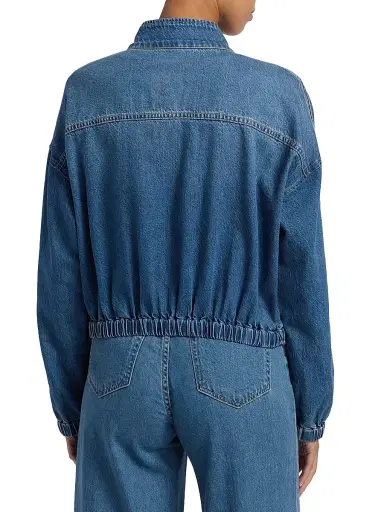 L'AGENCE Women's Dunia Zip-Front Denim Bomber Jacket - Wilton | Thumbnail 5 L'AGENCE Women's Dunia Zip-Front Denim Bomber Jacket - Wilton | Thumbnail 5