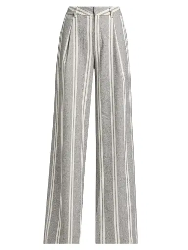 L'Agence Women's Allanah Striped Mid-Rise Pants - Grey Ivory Stripe - Size 2 | Thumbnail 1 L'Agence Women's Allanah Striped Mid-Rise Pants - Grey Ivory Stripe - Size 2 | Thumbnail 1