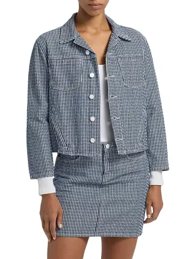 L'Agence Women's Nelly Striped Cotton Crop Jacket | Thumbnail 3 L'Agence Women's Nelly Striped Cotton Crop Jacket | Thumbnail 3