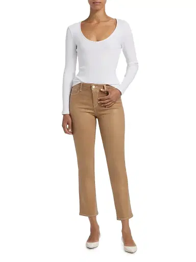 L'Agence Women's Tati Coated High-Rise Boot-Cut Crop Jeans | Thumbnail 2 L'Agence Women's Tati Coated High-Rise Boot-Cut Crop Jeans | Thumbnail 2