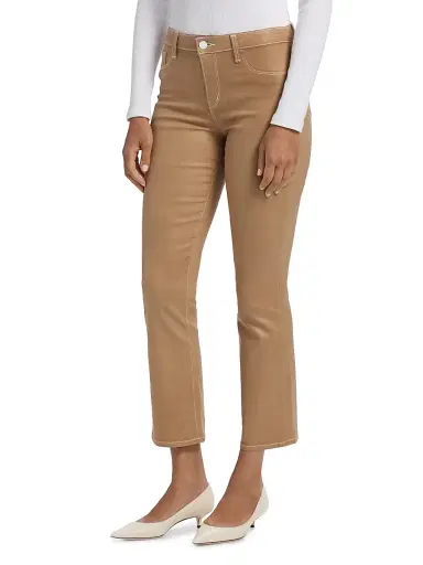 L'Agence Women's Tati Coated High-Rise Boot-Cut Crop Jeans | Thumbnail 4 L'Agence Women's Tati Coated High-Rise Boot-Cut Crop Jeans | Thumbnail 4