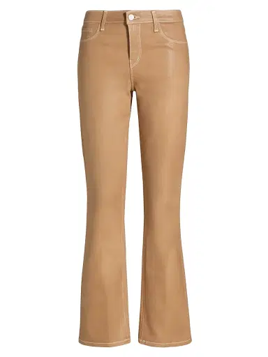 L'Agence Women's Tati Coated High-Rise Boot-Cut Crop Jeans | Thumbnail 1 L'Agence Women's Tati Coated High-Rise Boot-Cut Crop Jeans | Thumbnail 1