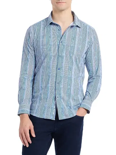 Robert Graham Men's Charnwood Geometric Shirt - Blue | Thumbnail 3 Robert Graham Men's Charnwood Geometric Shirt - Blue | Thumbnail 3
