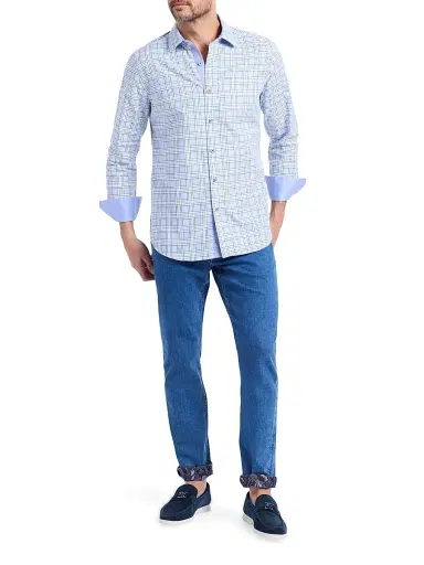 Robert Graham Men's Portsoken Plaid Cotton Shirt - Light Blue - Size XXL | Thumbnail 2 Robert Graham Men's Portsoken Plaid Cotton Shirt - Light Blue - Size XXL | Thumbnail 2