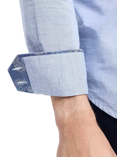 Robert Graham Men's Avondale Woven Chambray Cotton Shirt - Navy | Thumbnail 6 Robert Graham Men's Avondale Woven Chambray Cotton Shirt - Navy | Thumbnail 6