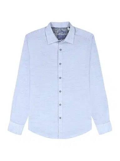 Robert Graham Men's Avondale Woven Chambray Cotton Shirt - Navy | Thumbnail 1 Robert Graham Men's Avondale Woven Chambray Cotton Shirt - Navy | Thumbnail 1
