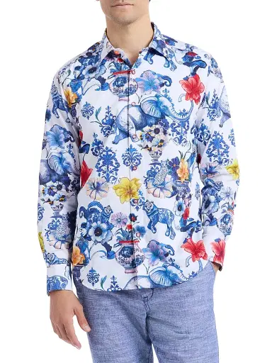 Robert Graham Men's Piccadilly Floral Cotton Shirt | Thumbnail 3 Robert Graham Men's Piccadilly Floral Cotton Shirt | Thumbnail 3