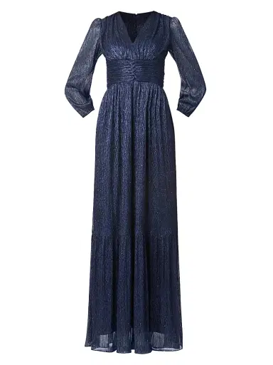 Shoshanna Women's Venus Ruffled Metallic A-Line Gown - Indigo | Thumbnail 1 Shoshanna Women's Venus Ruffled Metallic A-Line Gown - Indigo | Thumbnail 1