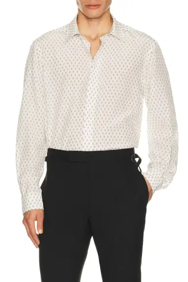 Tom Ford Crepe De Chine Diamond Print Fluid Fit Shirt | Thumbnail 1 Tom Ford Crepe De Chine Diamond Print Fluid Fit Shirt | Thumbnail 1